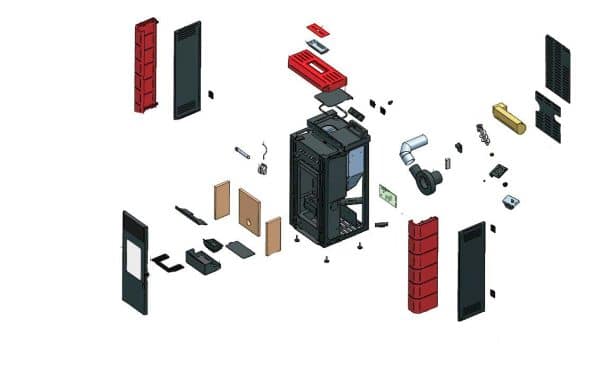 Partes de una estufa de pellets